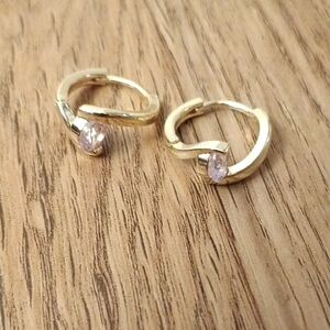 Elegant Gold and Pink Stone Hoop Earrings